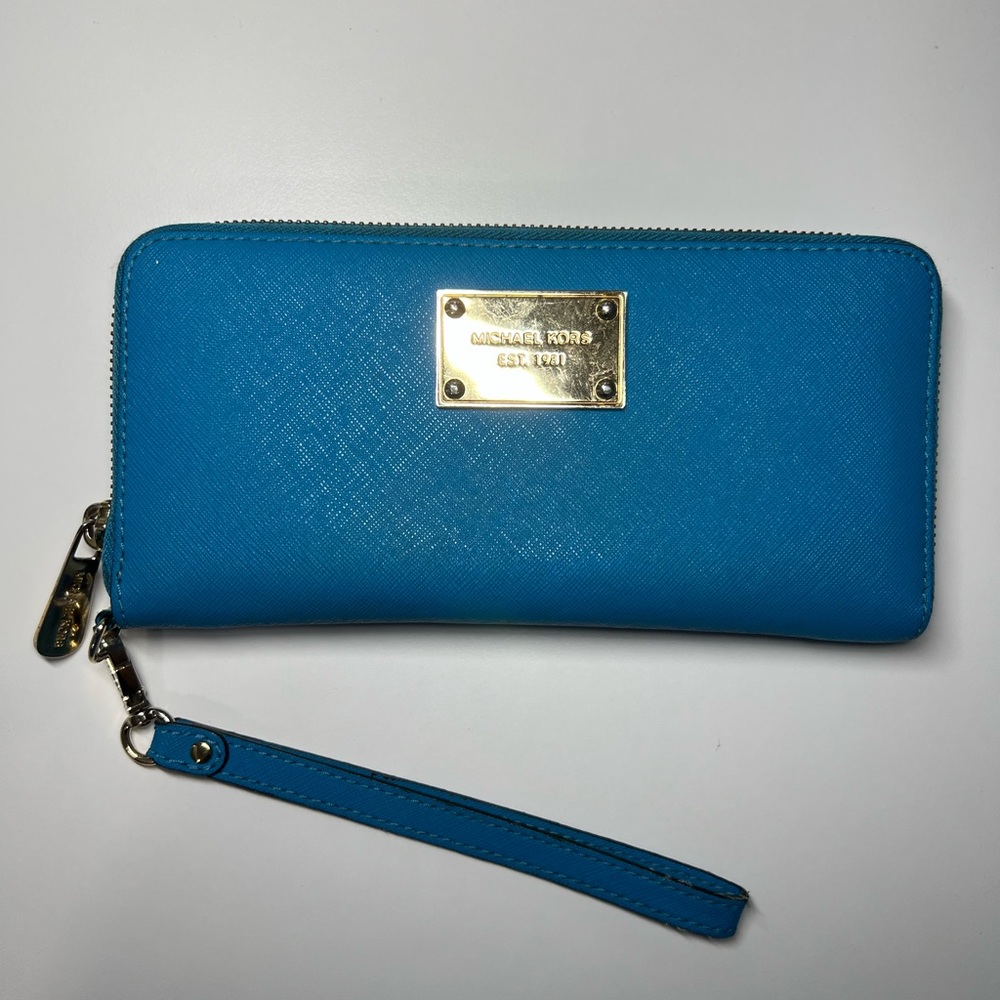 Michael Kors Long Blue Wallet and Wristlet